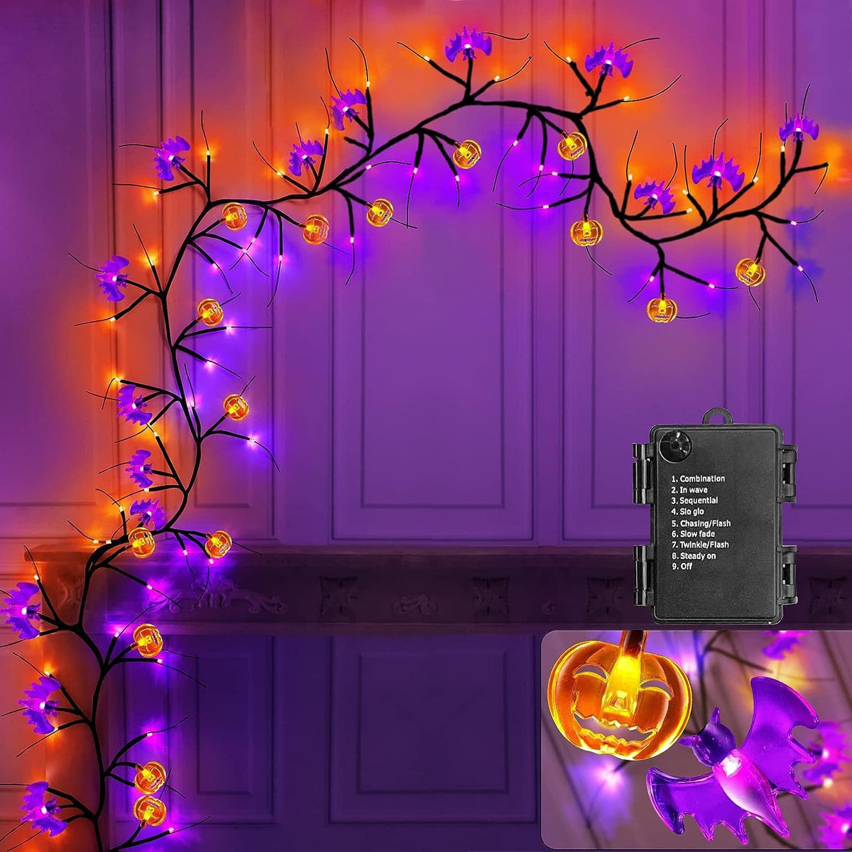 Outdoor Waterproof LED Halloween Decorative Light Rattan Spider Bat Tree Branch Light Party Atmosphere Ghost Festival Chopsticks - V.I.P Digital Presence