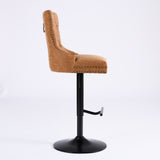 Vintage PU rotating bar stool, seat height adjustable from 25-33 inches, modern bar stool (orange, 2-piece set) - V.I.P Digital Presence
