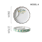 Dumpling plate sushi plate round square plate with soy sauce and vinegar partitioned snack plate ceramic plate for home use - V.I.P Digital Presence