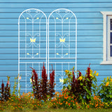 2 Pack Metal Garden Trellis 86.7" x 19.7" Rustproof Trellis for Climbing Plants Outdoor Flower Support Cream White - V.I.P Digital Presence