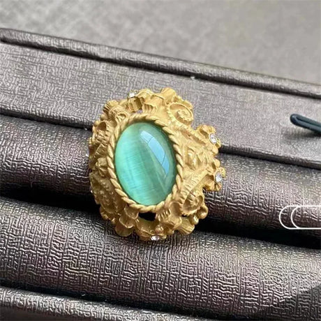 Vintage Metal Stud Earrings Natural Stone Opal Brass for Women Gold Color Jewelry New Elegant Travel Gift - V.I.P Digital Presence