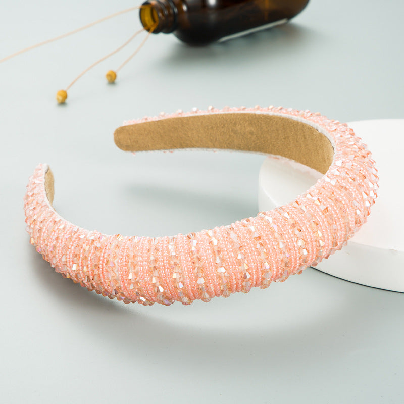 Hair Hoop Hand-woven Beaded Head Hoop Female Baroque Sponge Hair Bundle Korean Face Wash Hair Accessories - V.I.P Digital Presence