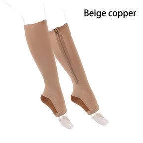 1 Pair Unisex Compression Socks Zipper Leg Support Knee Socks Women Men Open Toe Thin Anti-Fatigue Stretchy Socks Drop shipping - V.I.P Digital Presence