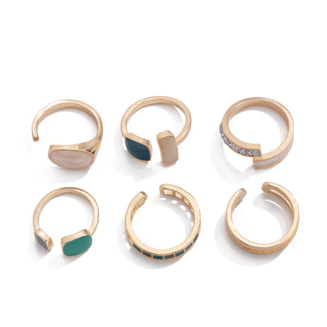 French retro irregular alloy ring light luxury style geometric drip oil ring set - V.I.P Digital Presence