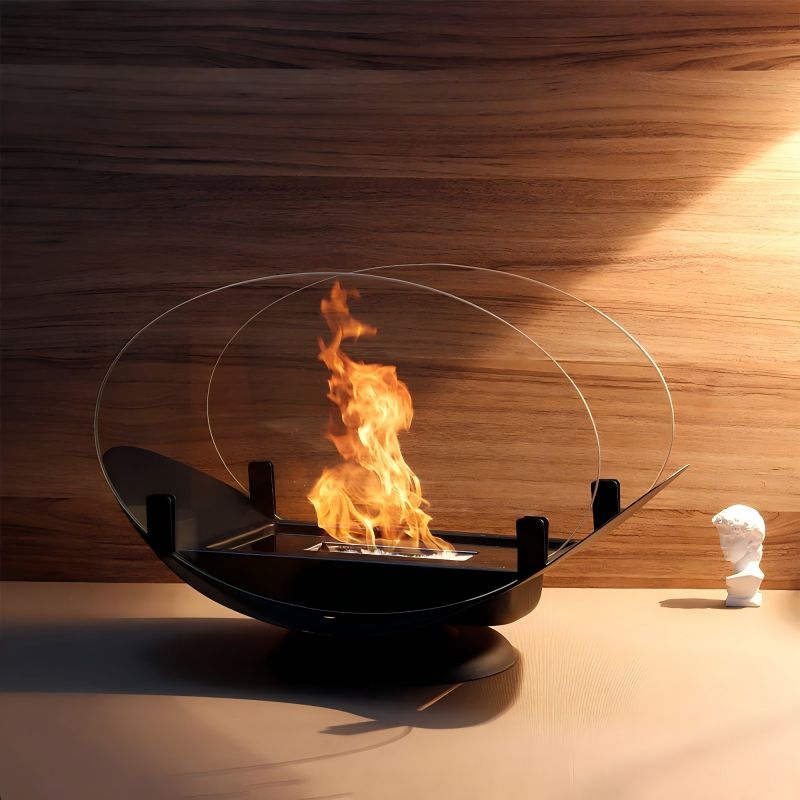 Small outdoor alcohol fireplace lamp indoor real fire heating atmosphere desktop rotating flame circular fireplace - V.I.P Digital Presence