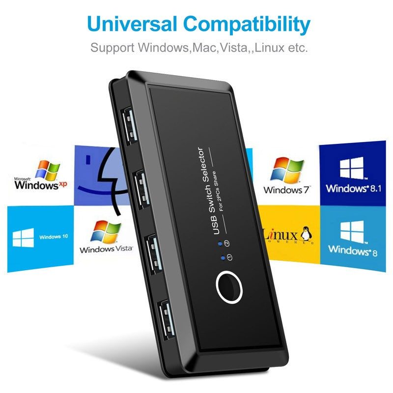 Printer sharer 4-port USB shared with 2 computers mouse and keyboard 2-inch and 4-out automatic switch - V.I.P Digital Presence