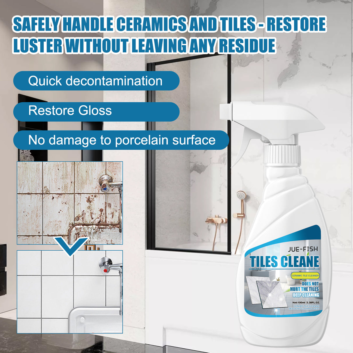 Tile Cleaner, Bathroom Tile Floor Marble Bright Strong Dirt Remover - V.I.P Digital Presence
