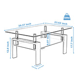 Rectangle Black Glass Coffee Table Clear Coffee Table Modern Side Center Tables for Living Room Living Room Furniture - V.I.P Digital Presence