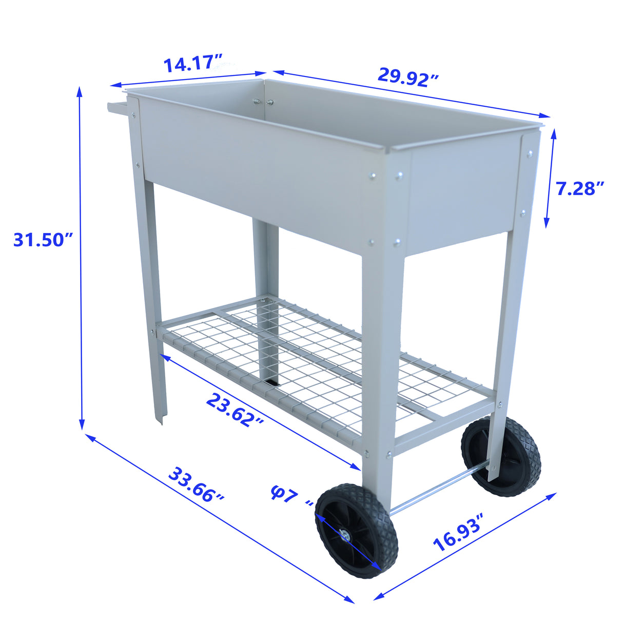 Aveyas mobile metal elevated garden bed cart, with legs, elevated flowerpot box with wheels (gray) - V.I.P Digital Presence