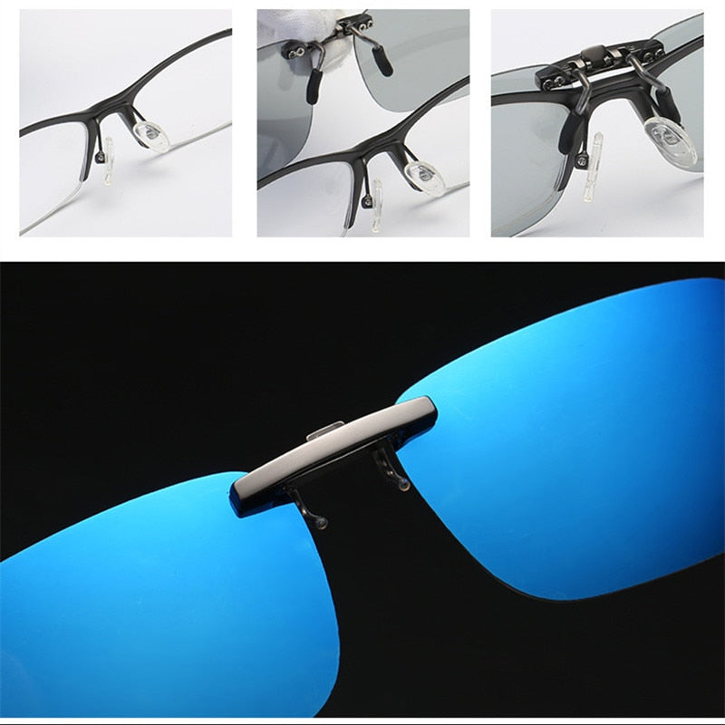 Cool Polarized Mirrored UV400 Lens Clips On Sunglasses Driving Night Vision Lens Sun Glasses Male Anti-UVA For Men Women - V.I.P Digital Presence