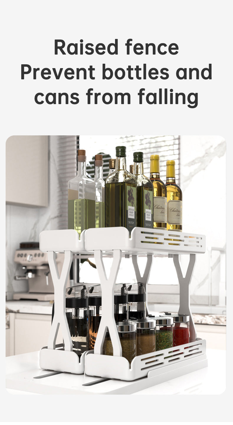 Pull out Rotating Spice Rack Organizer for Cabinet Rotate Makeup Organizer Slide Bottle Box Holder Plastic Seasoning Spice Rack - V.I.P Digital Presence