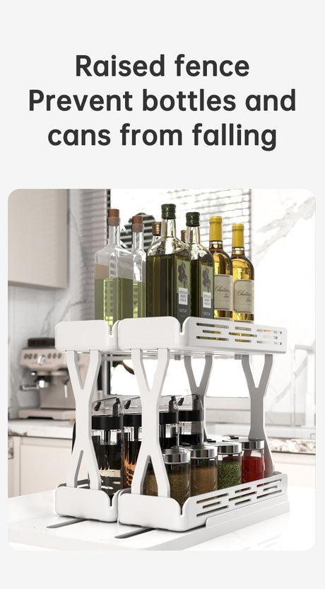 Pull out Rotating Spice Rack Organizer for Cabinet Rotate Makeup Organizer Slide Bottle Box Holder Plastic Seasoning Spice Rack - V.I.P Digital Presence