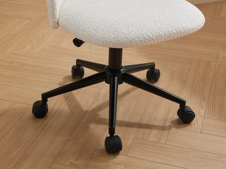 Velvet fabric office chair, mid back adjustable rotating computer chair, black legs, cushioned office chair with wheels ，White - V.I.P Digital Presence