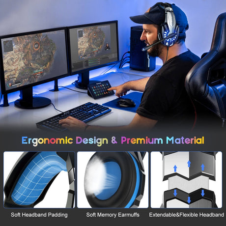 S9 Head mounted Esports Gaming Earphones Wired Luminous Computer Earphones PS4 Earphones - V.I.P Digital Presence