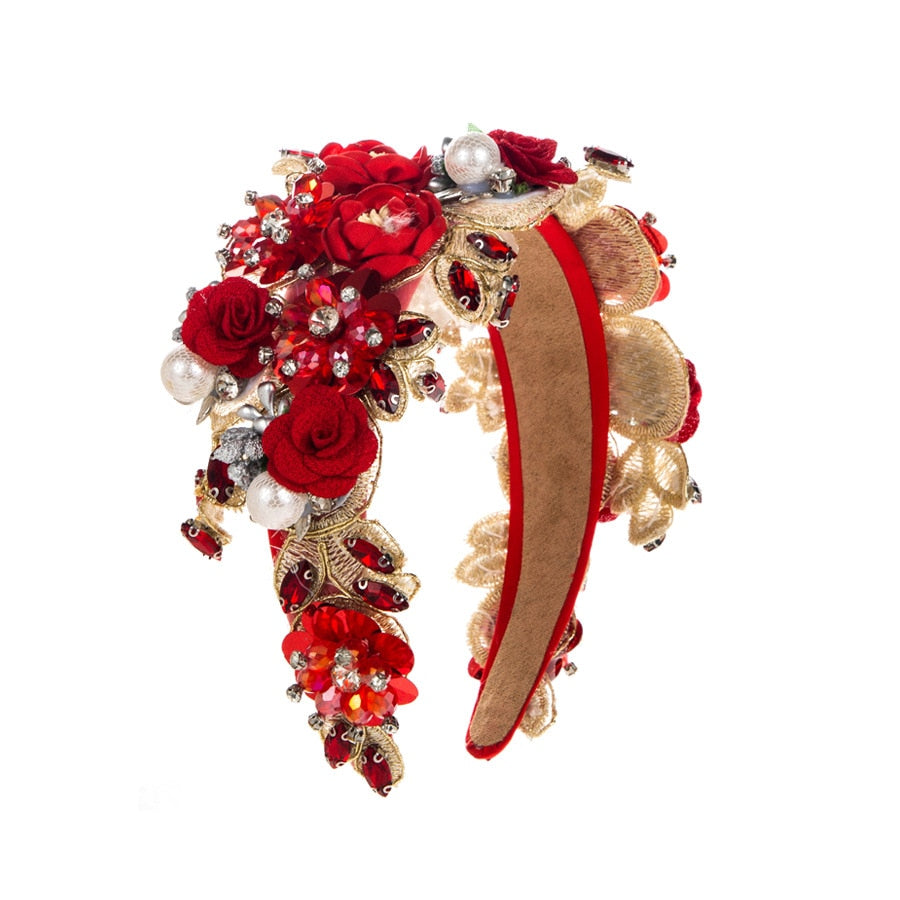Luxury Baroque Rhinestone Pearl Flower Headband Fashion Hair Accessories For Women Trendy Party Hairband Hair Band Girl Headwear - V.I.P Digital Presence