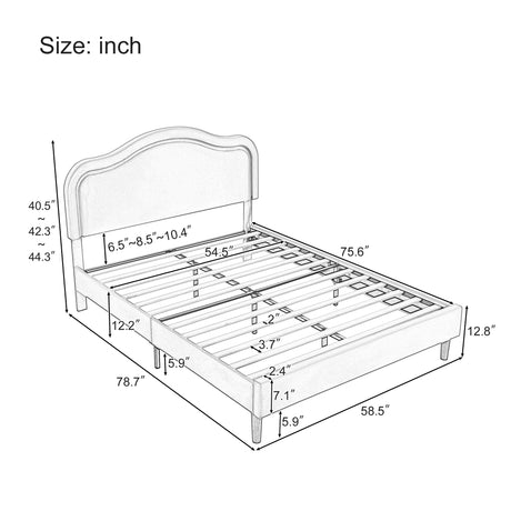 Full Size Velvet Upholstered Smart LED Bed Frame with Adjustable Height Headboard,No Box Spring Needed,Easy Assembly,Beige - V.I.P Digital Presence