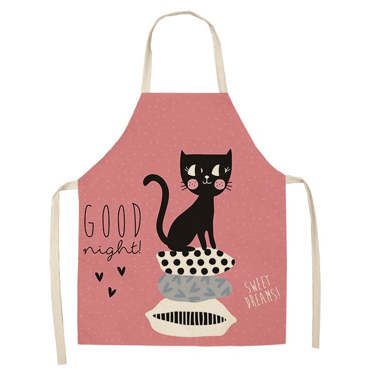 Cat Kitchen Aprons For Women Cotton Linen Bibs Household Cleaning Pinafore Home Cooking Apron kids kitchen barber - V.I.P Digital Presence