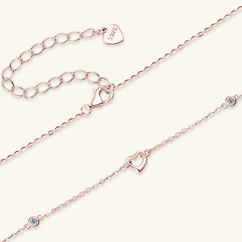 Moissanite 925 Sterling Silver Heart Necklace - V.I.P Digital Presence
