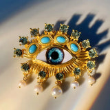 New Exaggerated Devil's Eye Brooch Baroque Pearl Tassel for Men Women Unisex Pin Jewelry European And American Vintage - V.I.P Digital Presence