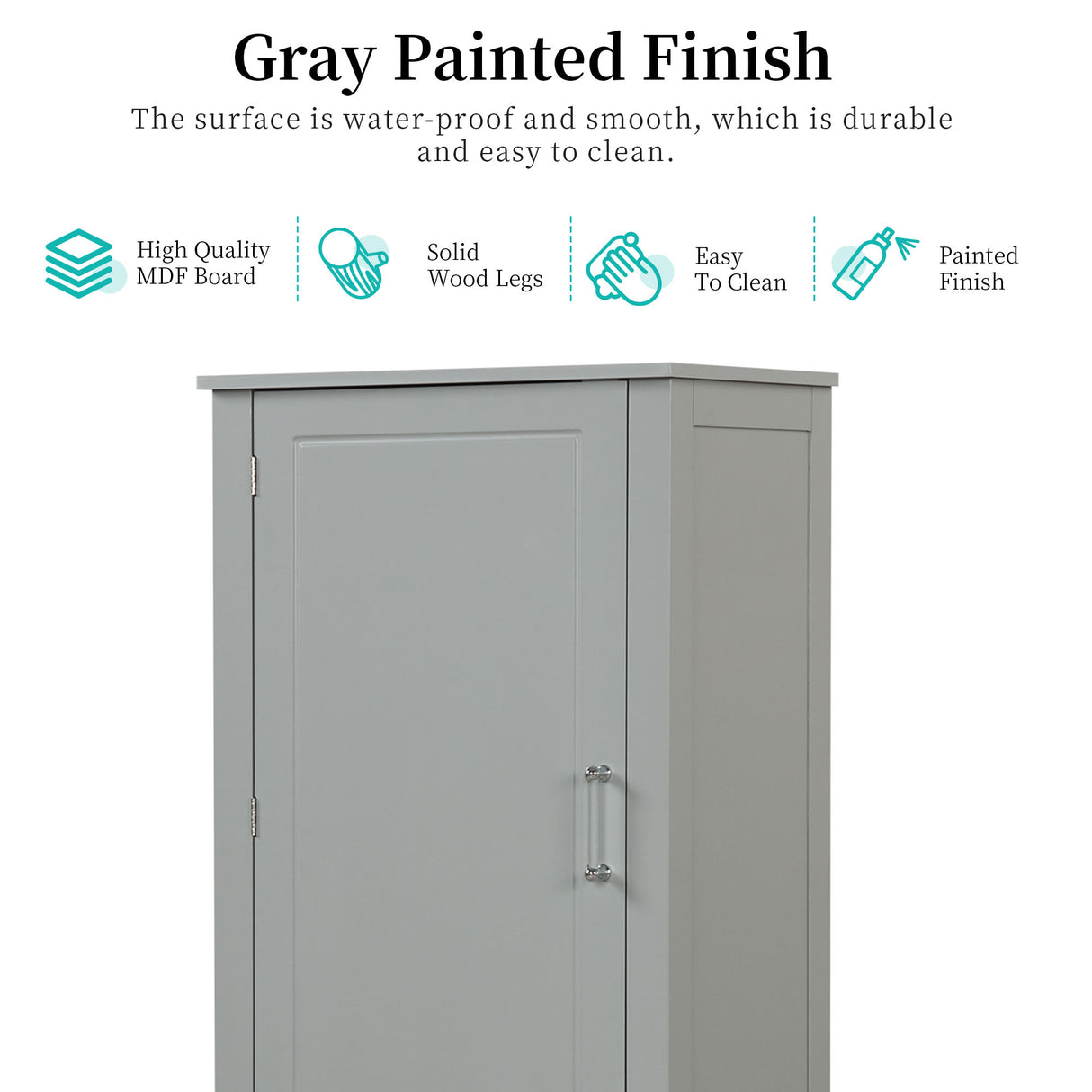 Tall Bathroom Storage Cabinet, Freestanding Storage Cabinet with Two Drawers and Adjustable Shelf, MDF Board , Grey - V.I.P Digital Presence