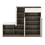 ON-TRANS 2-in-1 shoe storage platform and shoe cabinet, with soft cushioned seats and adjustable shelves, white - V.I.P Digital Presence