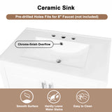 30" Bathroom Vanity with Sink  Multi-functional Bathroom Cabinet with Doors and Drawers Solid Frame and MDF Board, White - V.I.P Digital Presence