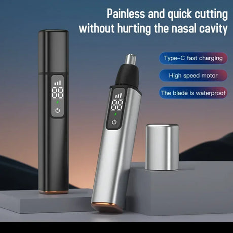 Portable LED Display Nose Hair Remover Electric Nose Hair Trimmer USB Charging Safety Face Hair Cleaning Care Kit - V.I.P Digital Presence