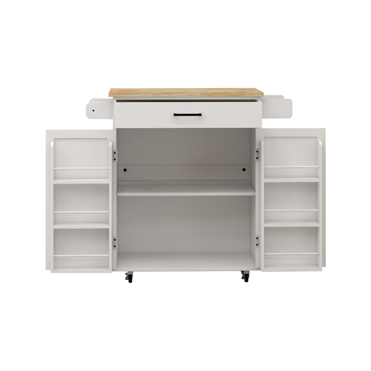 Kitchen island rolling trolley cart with 1 drawer & 2 doors with storage racks & Adjustable Shelves & towel rack - V.I.P Digital Presence