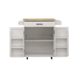 Kitchen island rolling trolley cart with 1 drawer & 2 doors with storage racks & Adjustable Shelves & towel rack - V.I.P Digital Presence