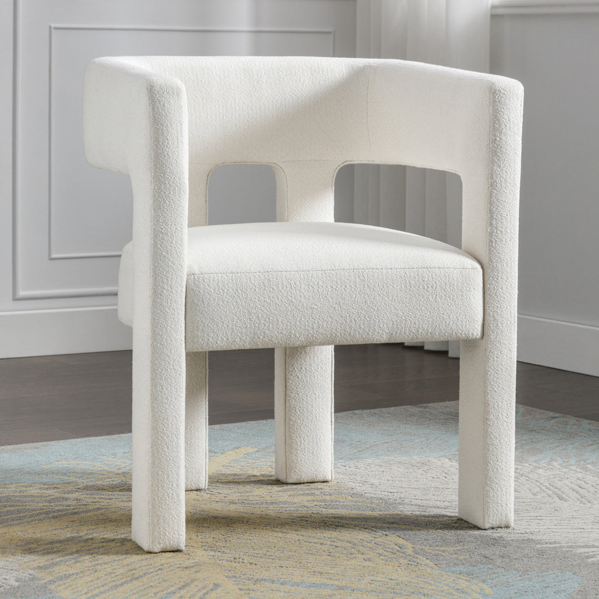 Contemporary Designed Fabric Upholstered Accent Chair Dining Chair for Living Room, Bedroom, Dining Room, Beige - V.I.P Digital Presence