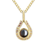 Waterdrop shaped fashion projection necklace with 100 languages. I love you. Color photos, customized lover accessories - V.I.P Digital Presence