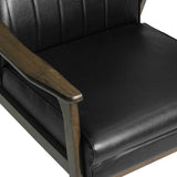 Mid Century Modern Upholstered Accent Chair, Matte Black Faux Leather - V.I.P Digital Presence