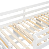 Twin Loft Bed with built-in desk and bookcase of three compartments, Guardrails and Ladder,White - V.I.P Digital Presence