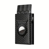 Men's Carbon Fiber Magnetic Card Clip PU Leather RFID Bank Card Bag Large Capacity Card Clip - V.I.P Digital Presence