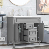 36'' Bathroom Vanity with Top Sink, Modern Bathroom Storage Cabinet with 2 Soft Closing Doors and 2 Drawers, Single Sink Bathroo - V.I.P Digital Presence
