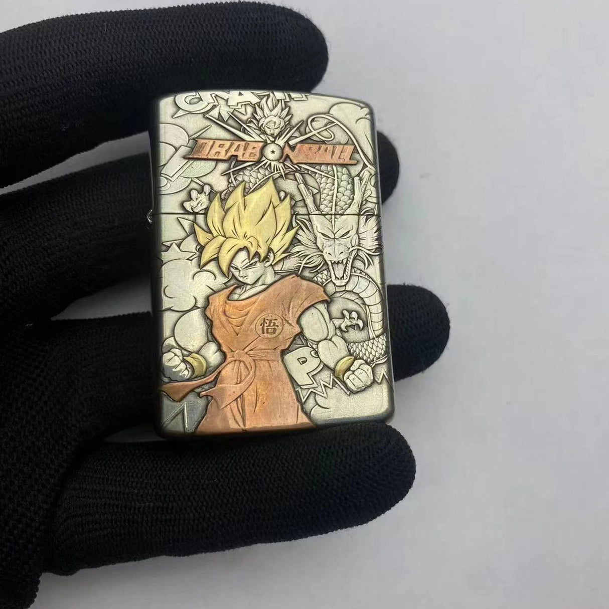Double-sided three-dimensional deep relief inlaid Zorro 902s white copper armor original Dragon Ball kerosene lighter - V.I.P Digital Presence