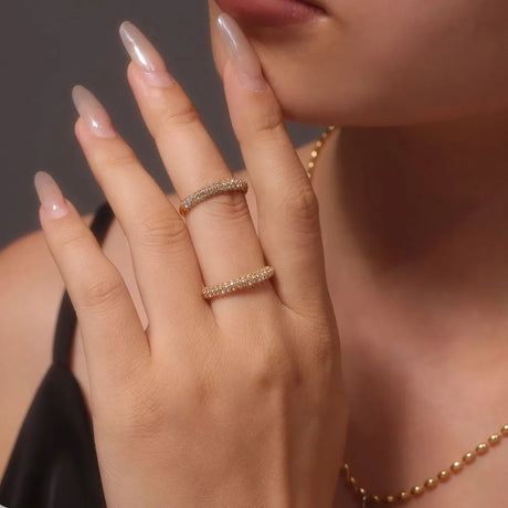 Zircon Light Luxury Ring Stainless Steel PVD Plated Finger Ring Jewelry - V.I.P Digital Presence