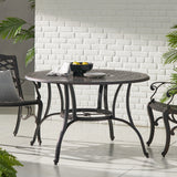 Outdoor Cast Aluminum Circular Dining Table, Bronze - V.I.P Digital Presence