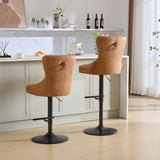 Vintage PU rotating bar stool, seat height adjustable from 25-33 inches, modern bar stool (orange, 2-piece set) - V.I.P Digital Presence