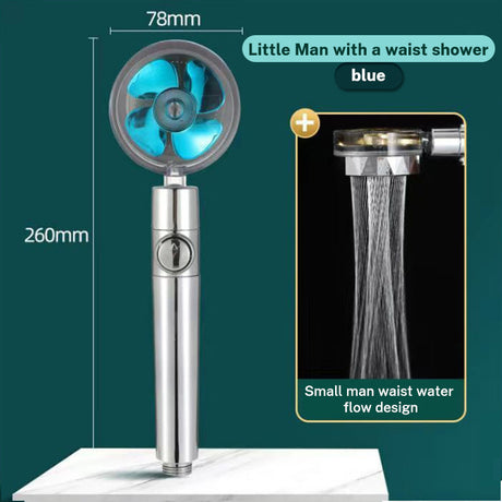 Xiao Man Waist Supercharged Sprinkler Head Dual Turbo Pressurized Propeller Fan Shower Head Shower Head - V.I.P Digital Presence