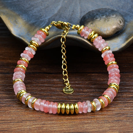 Ins style dopamine colored natural stone bead bracelet for women niche and high-end non fading crystal bracelet - V.I.P Digital Presence