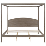 King Size Canopy Platform Bed with Headboard and Support Legs, Brown Wash