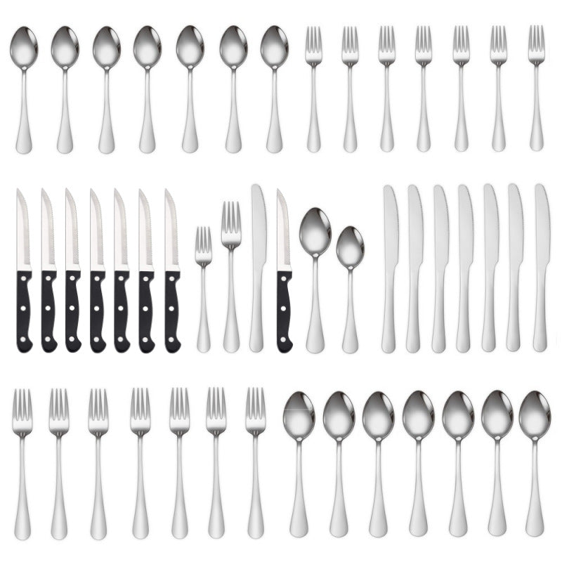 Stainless Steel Cutlery 48 Pcs Set Western Steak Knife Dinner Knife Main Dish Spoon Fork Dessert Spoon Set - V.I.P Digital Presence