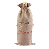 Red Wine Bag for Retirement Celebration: Party Wine Packaging Bag, Imitation Linen Drawstring Pouch, Gift Bag - V.I.P Digital Presence