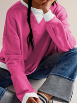 Contrast Dropped Shoulder Long Sleeve Sweatshirt - V.I.P Digital Presence