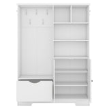 Multi-functional Hall Tree with Storage Shelves Drawers Cabinet Elegant Hallway Shoe Cabinet with Bench Modern Coat Rack White - V.I.P Digital Presence