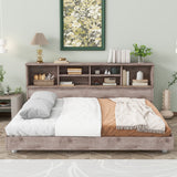 Full Size Daybed Frame with Storage Bookcases Wood Light Oak