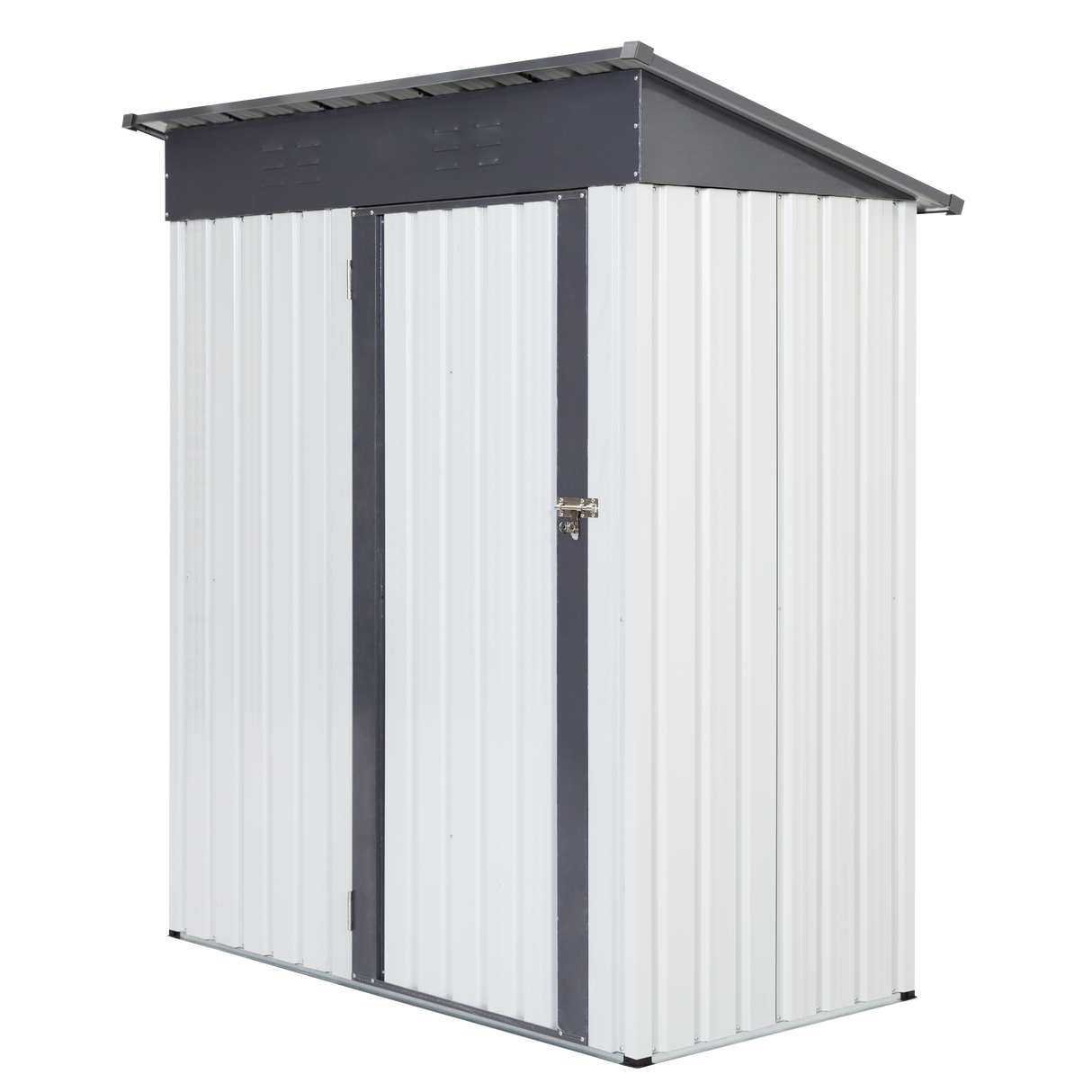XWT016 Garden Metal Storage Lifter Shed Gray White 5x3x6ft outdoor storing tools Rainproof Hinge door version - V.I.P Digital Presence