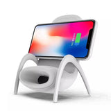 Mini silla portátil con cargador inalámbrico para todos los teléfonos, soporte multiusos con función de altavoz musical y cargador. 