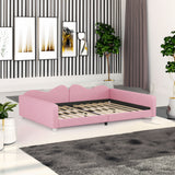 Full size Upholstered Daybed, Sherpa Fabric Sofabed with Cloud-Shaped Backrest, No Box-spring Needed, Pink - V.I.P Digital Presence